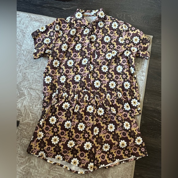 Retro floral Matching short and button down set - Picture 2 of 15